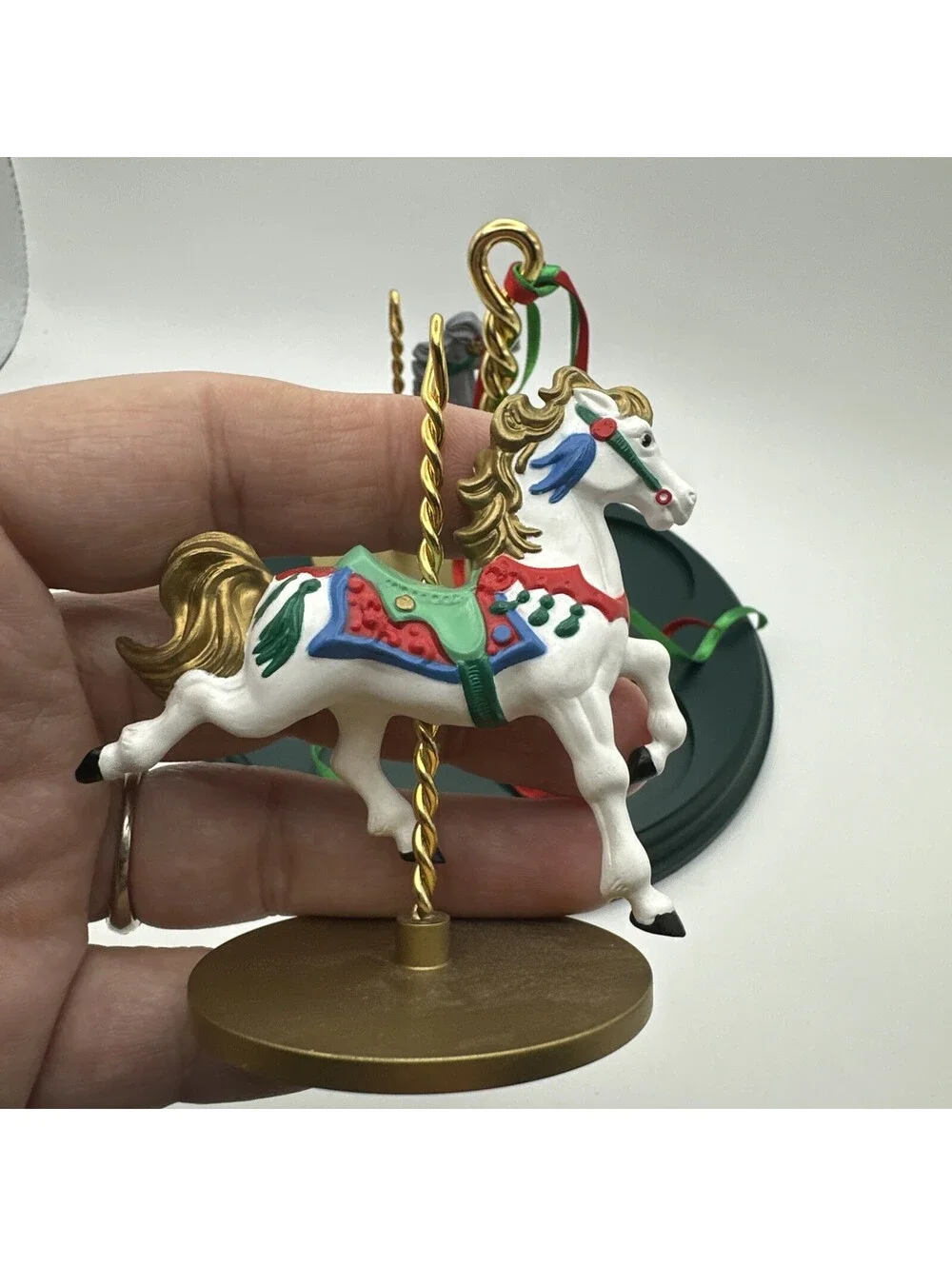 1989 Hallmark Carousel Horse Ornaments Complete 5 Piece Set Christmas